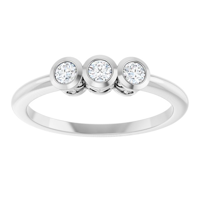 14K White 1/5 CTW Natural Diamond Three-Stone Bezel-Set Ring     